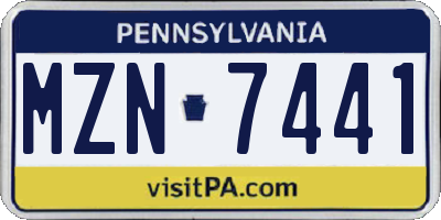 PA license plate MZN7441