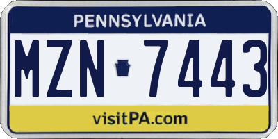 PA license plate MZN7443