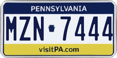 PA license plate MZN7444