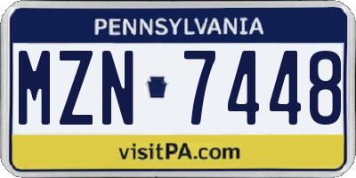 PA license plate MZN7448