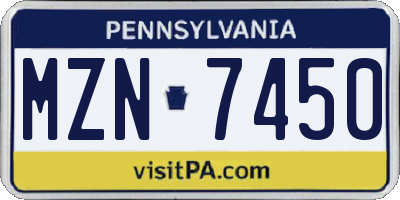 PA license plate MZN7450