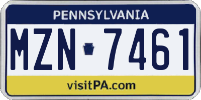 PA license plate MZN7461