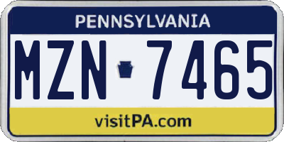PA license plate MZN7465