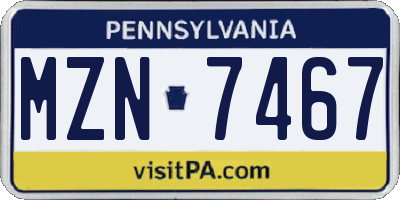 PA license plate MZN7467