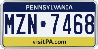PA license plate MZN7468