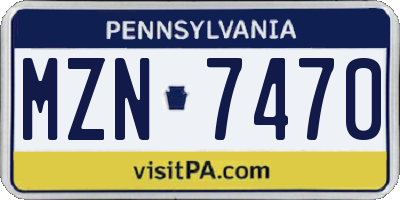 PA license plate MZN7470
