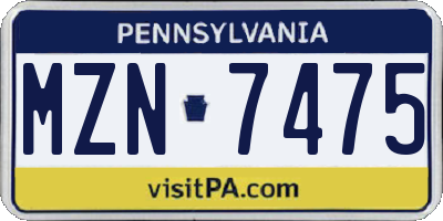 PA license plate MZN7475
