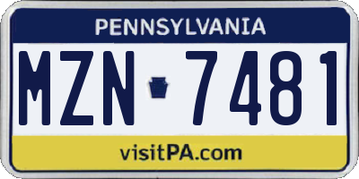 PA license plate MZN7481