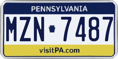 PA license plate MZN7487