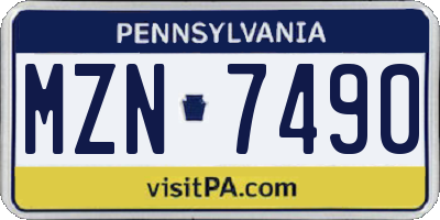 PA license plate MZN7490