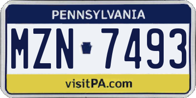 PA license plate MZN7493