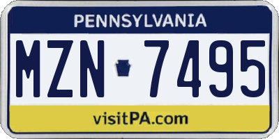PA license plate MZN7495