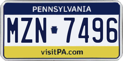 PA license plate MZN7496