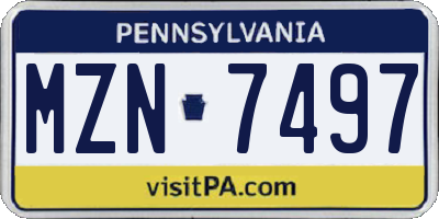 PA license plate MZN7497
