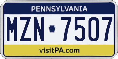 PA license plate MZN7507