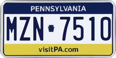 PA license plate MZN7510
