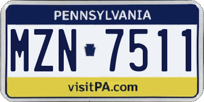 PA license plate MZN7511