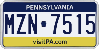 PA license plate MZN7515