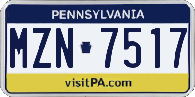 PA license plate MZN7517