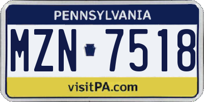 PA license plate MZN7518