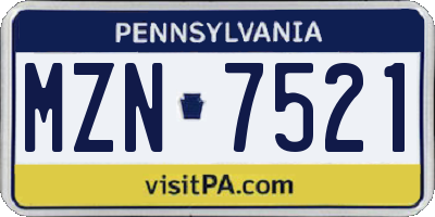 PA license plate MZN7521