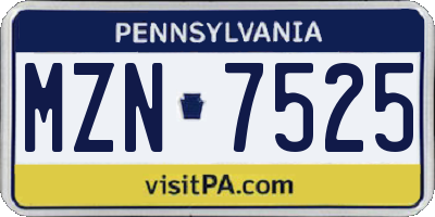 PA license plate MZN7525