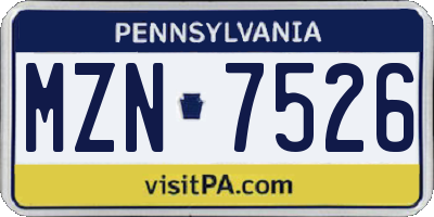 PA license plate MZN7526