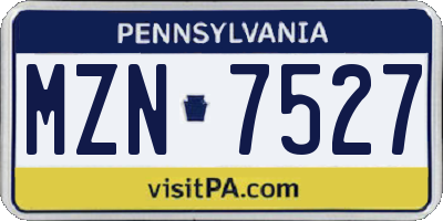 PA license plate MZN7527