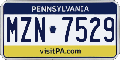 PA license plate MZN7529