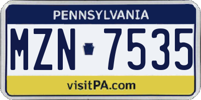 PA license plate MZN7535