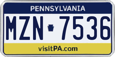 PA license plate MZN7536