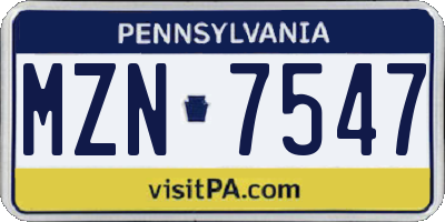 PA license plate MZN7547