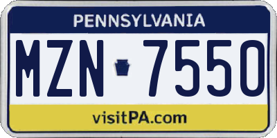 PA license plate MZN7550