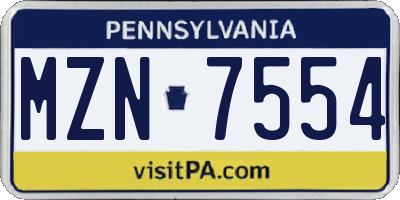PA license plate MZN7554