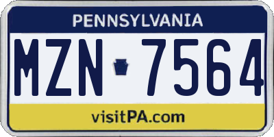PA license plate MZN7564
