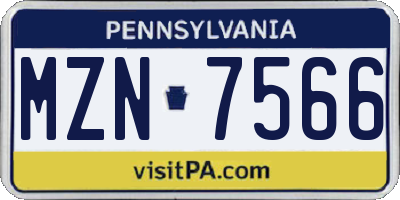 PA license plate MZN7566