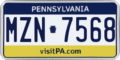 PA license plate MZN7568