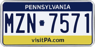PA license plate MZN7571