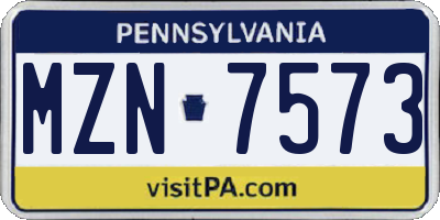PA license plate MZN7573