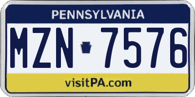 PA license plate MZN7576