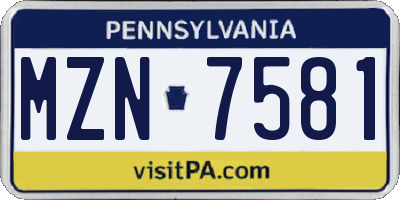 PA license plate MZN7581