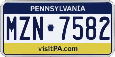 PA license plate MZN7582