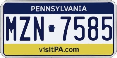 PA license plate MZN7585