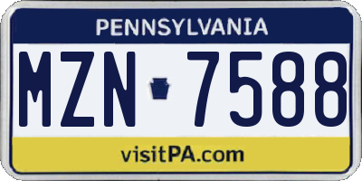 PA license plate MZN7588