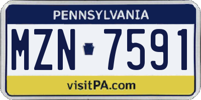 PA license plate MZN7591