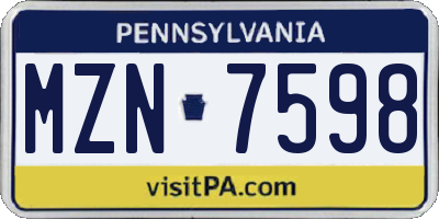 PA license plate MZN7598
