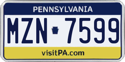 PA license plate MZN7599