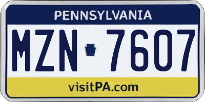 PA license plate MZN7607