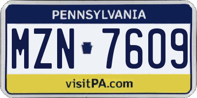 PA license plate MZN7609