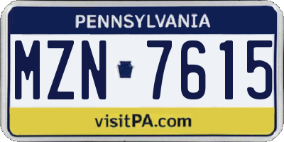 PA license plate MZN7615